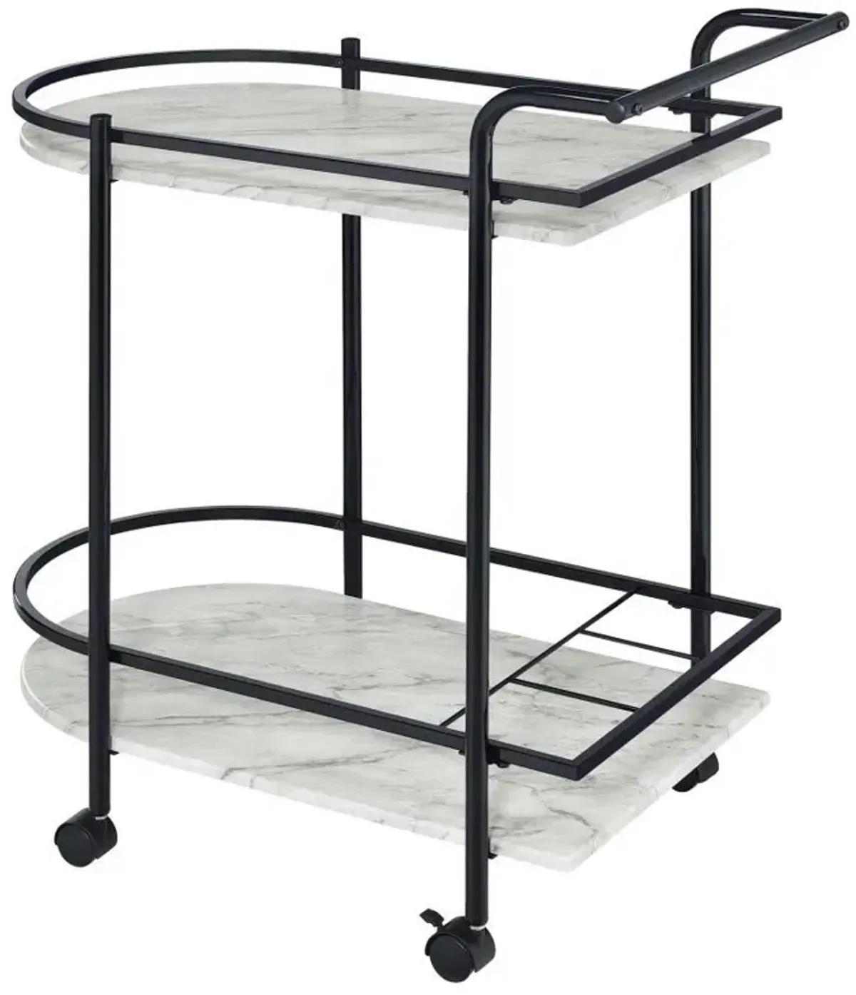 Desiree - 2-Tier Faux Marble Shelf Metal Bar Cart