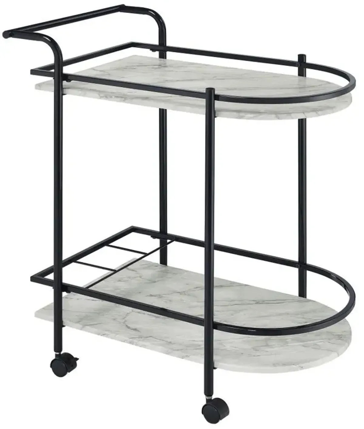 Desiree - 2-Tier Faux Marble Shelf Metal Bar Cart