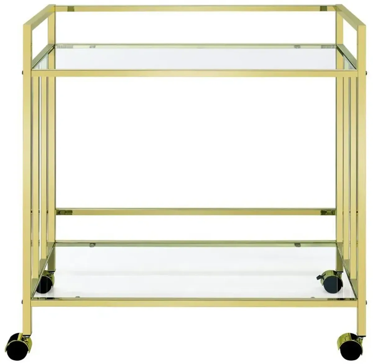 Cara - 2-tier Rectangular Glass Shelf Metal Bar Cart