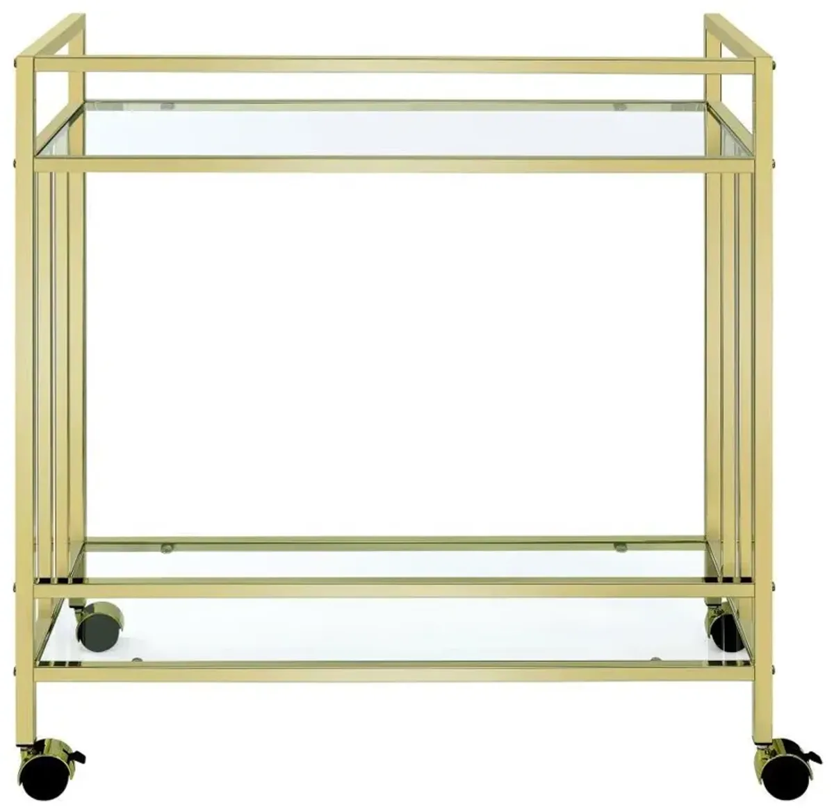 Cara - 2-tier Rectangular Glass Shelf Metal Bar Cart