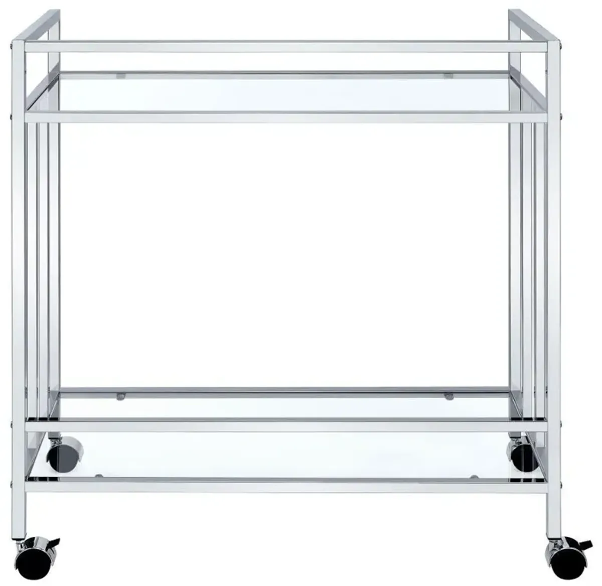 Cara - 2-tier Rectangular Glass Shelf Metal Bar Cart