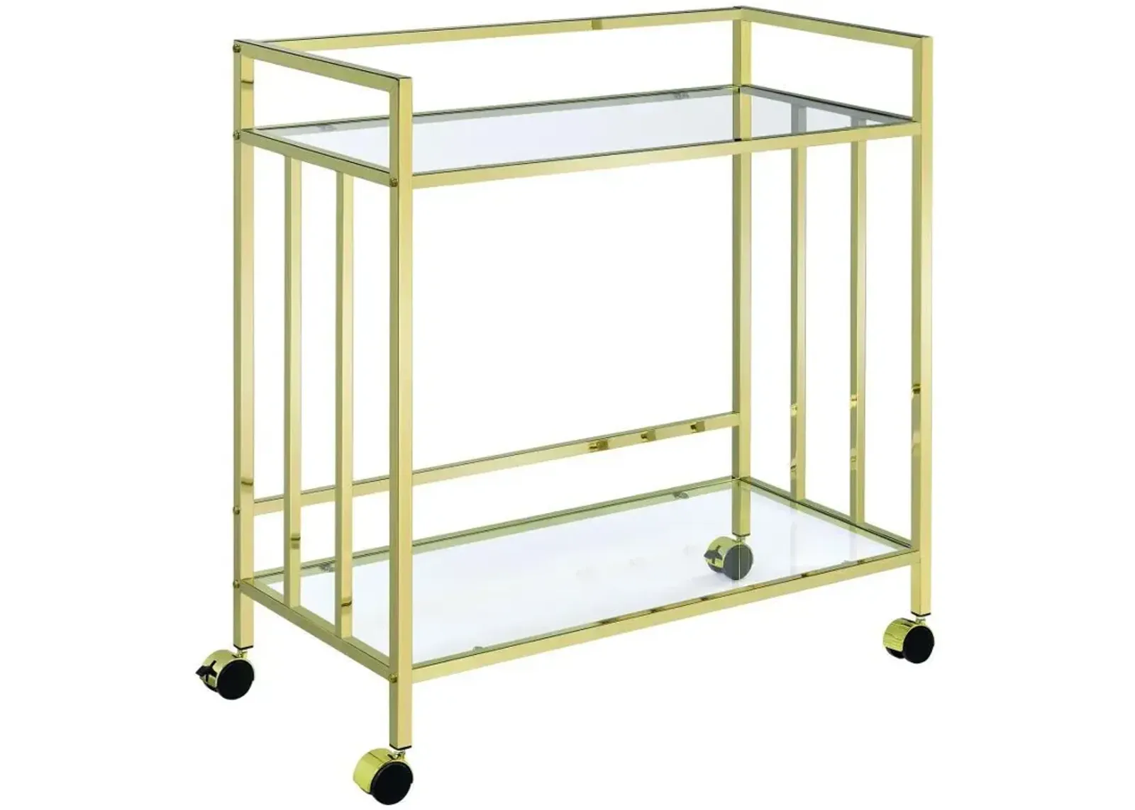 Cara - 2-tier Rectangular Glass Shelf Metal Bar Cart