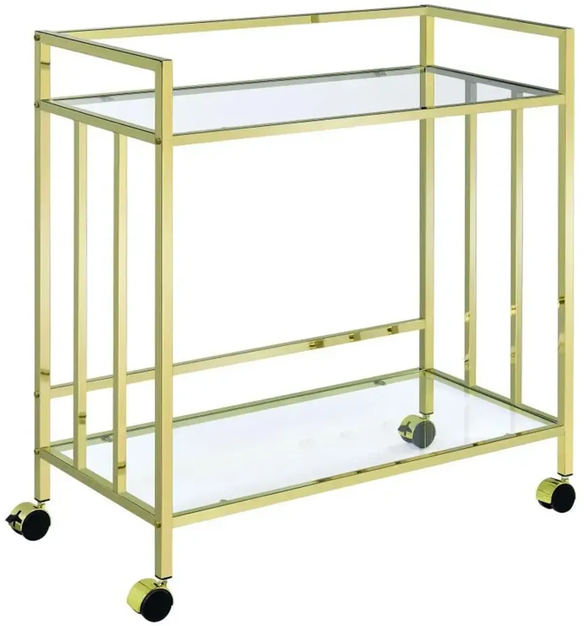 Cara - 2-tier Rectangular Glass Shelf Metal Bar Cart