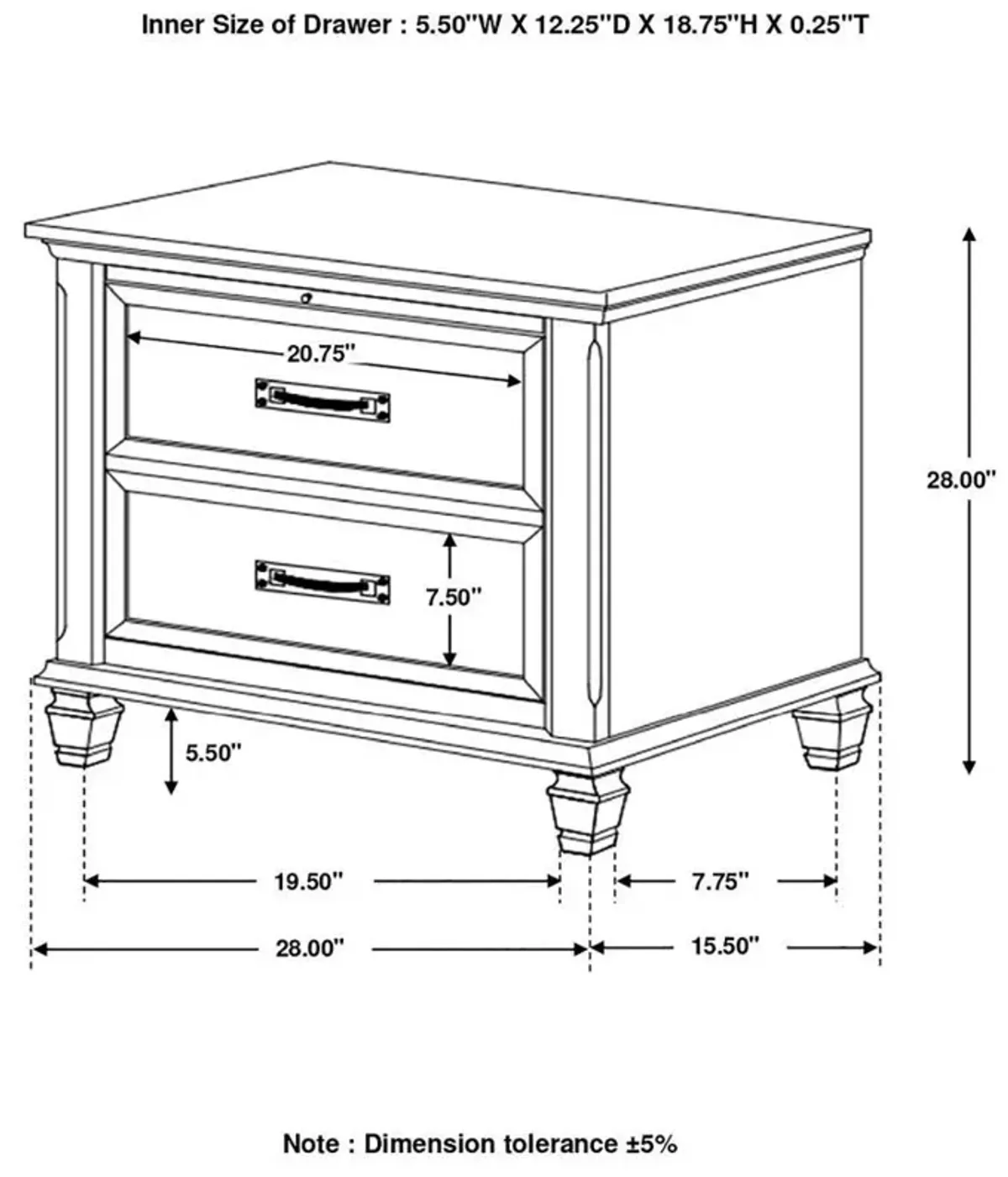 Franco - 2-Drawer Nightstand