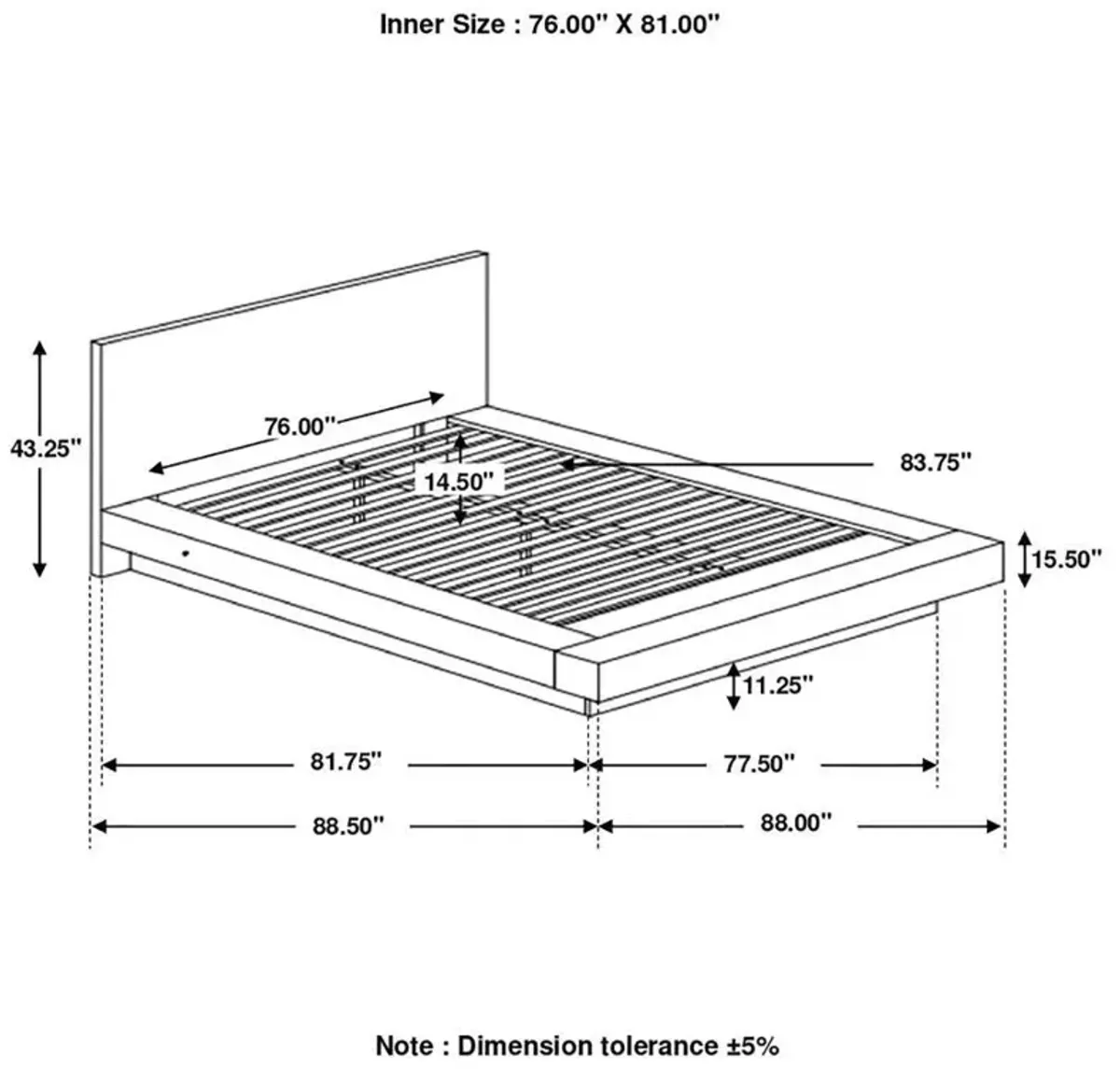 Jessica - Wood LED Panel Bed