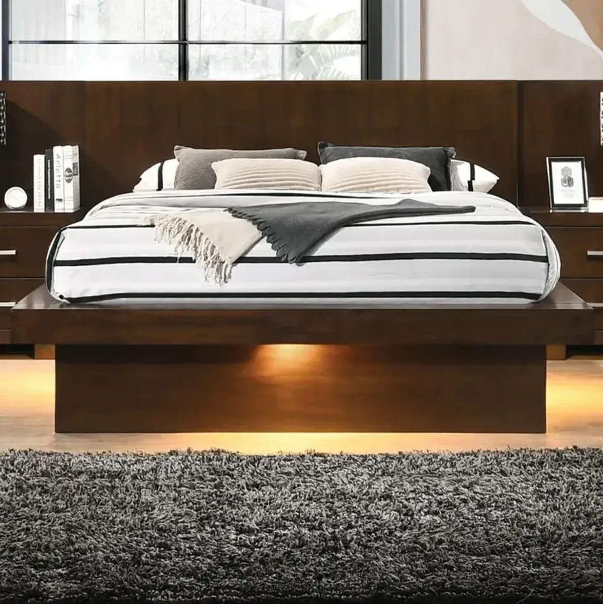 Jessica - Wood LED Panel Bed