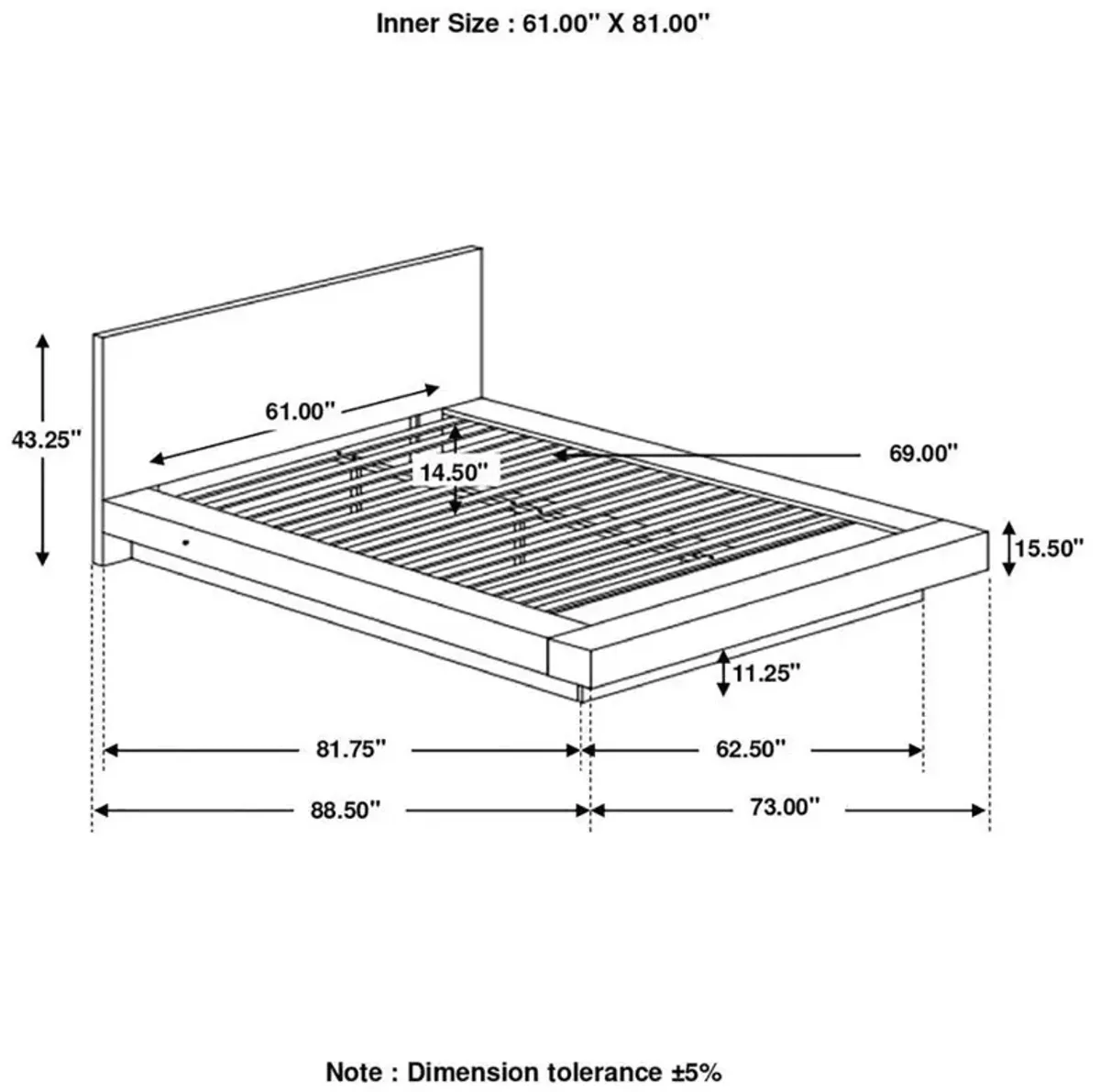 Jessica - Wood LED Panel Bed