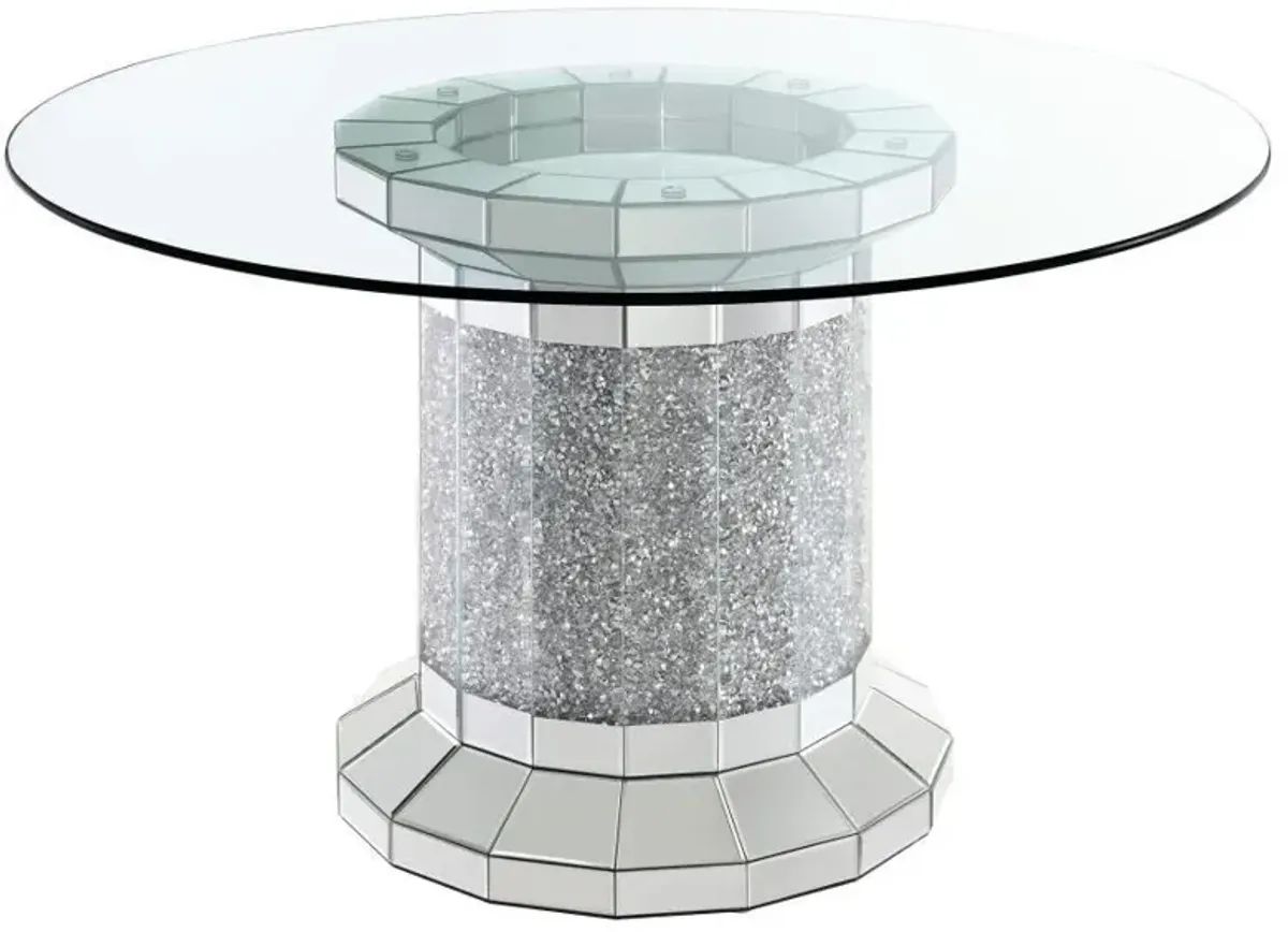 Ellie - Mirrored Pedestal Dining Table Set