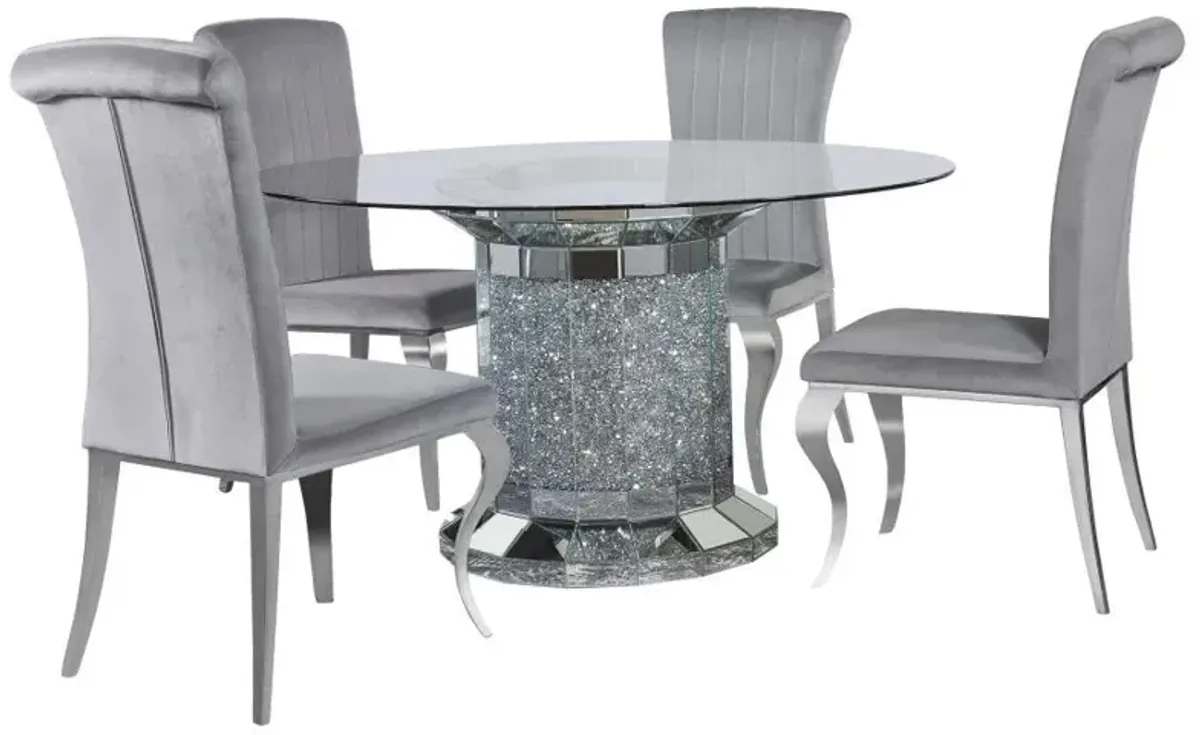 Ellie - Mirrored Pedestal Dining Table Set