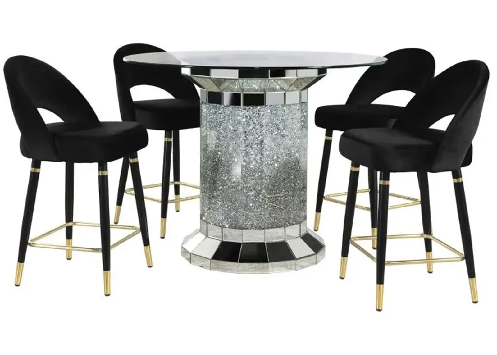 Ellie - Mirrored Counter Height Dining Table Set