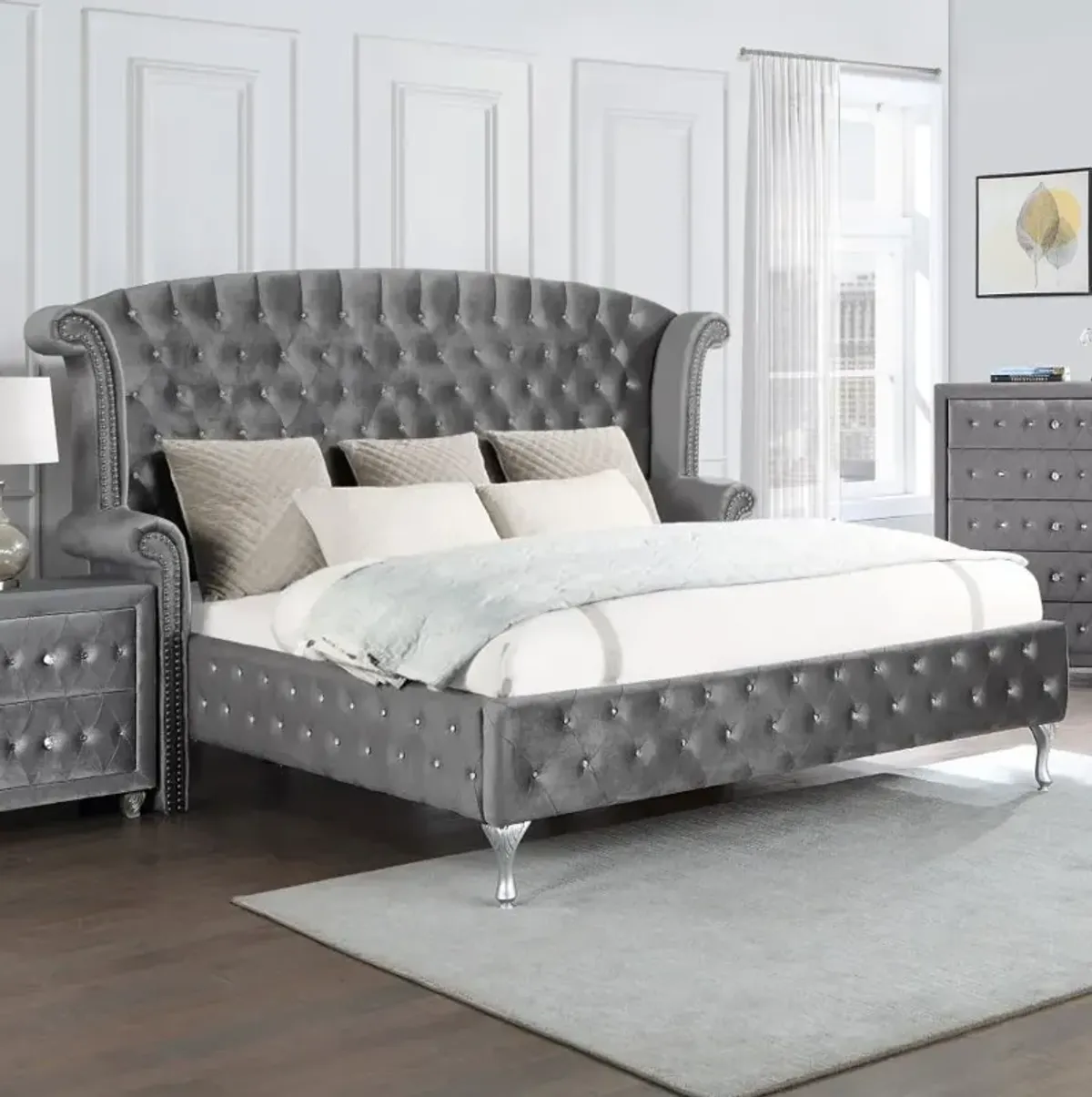 Deanna - Upholstered Wingback Bed