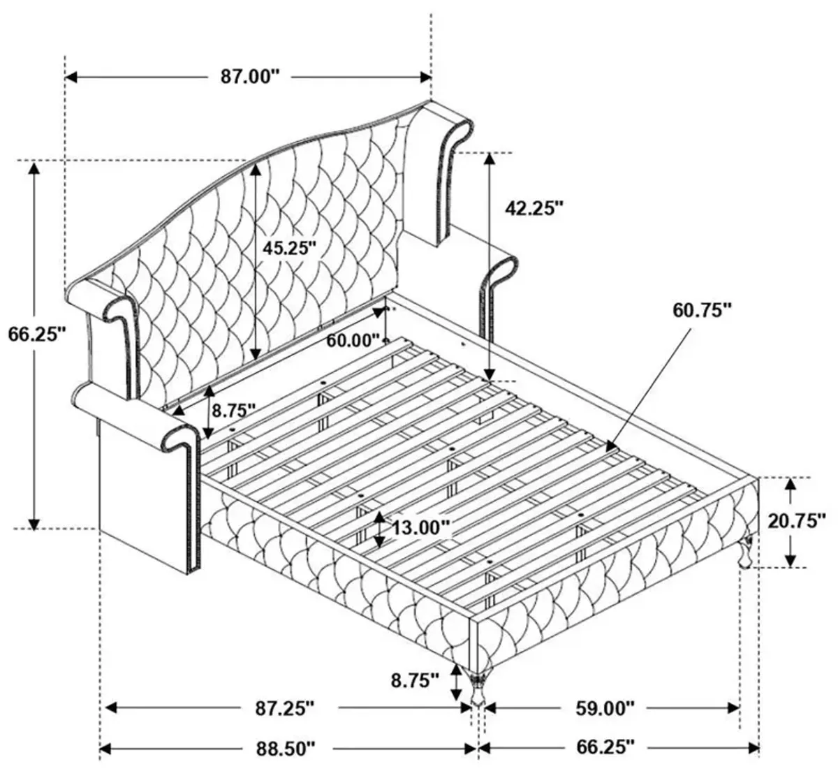 Deanna - Upholstered Wingback Bed