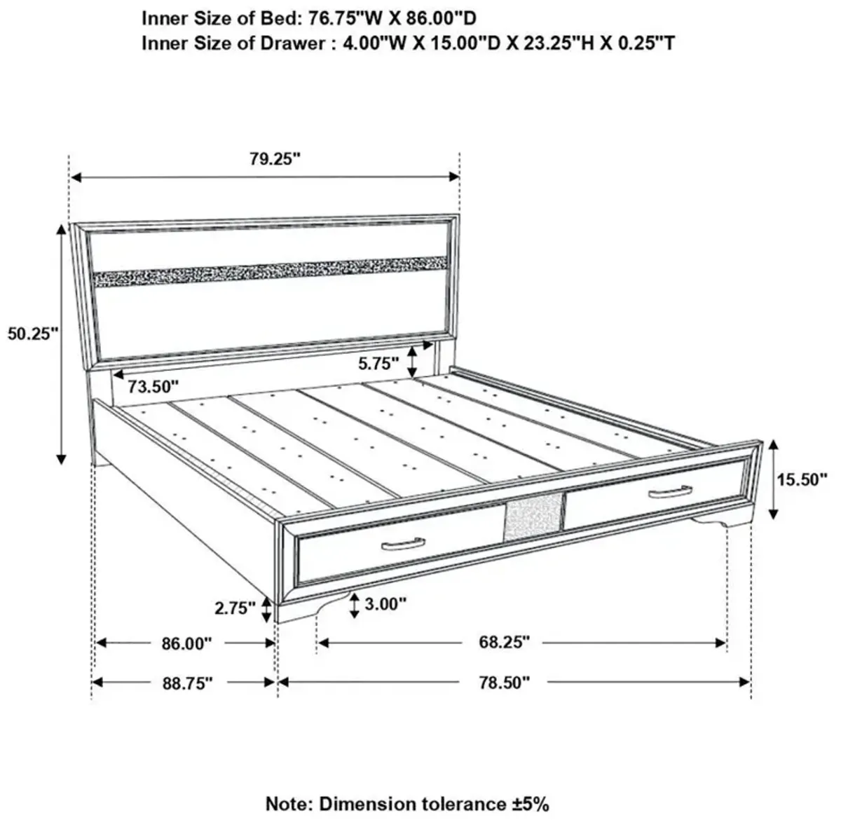 Miranda - Storage Wood Panel Bed