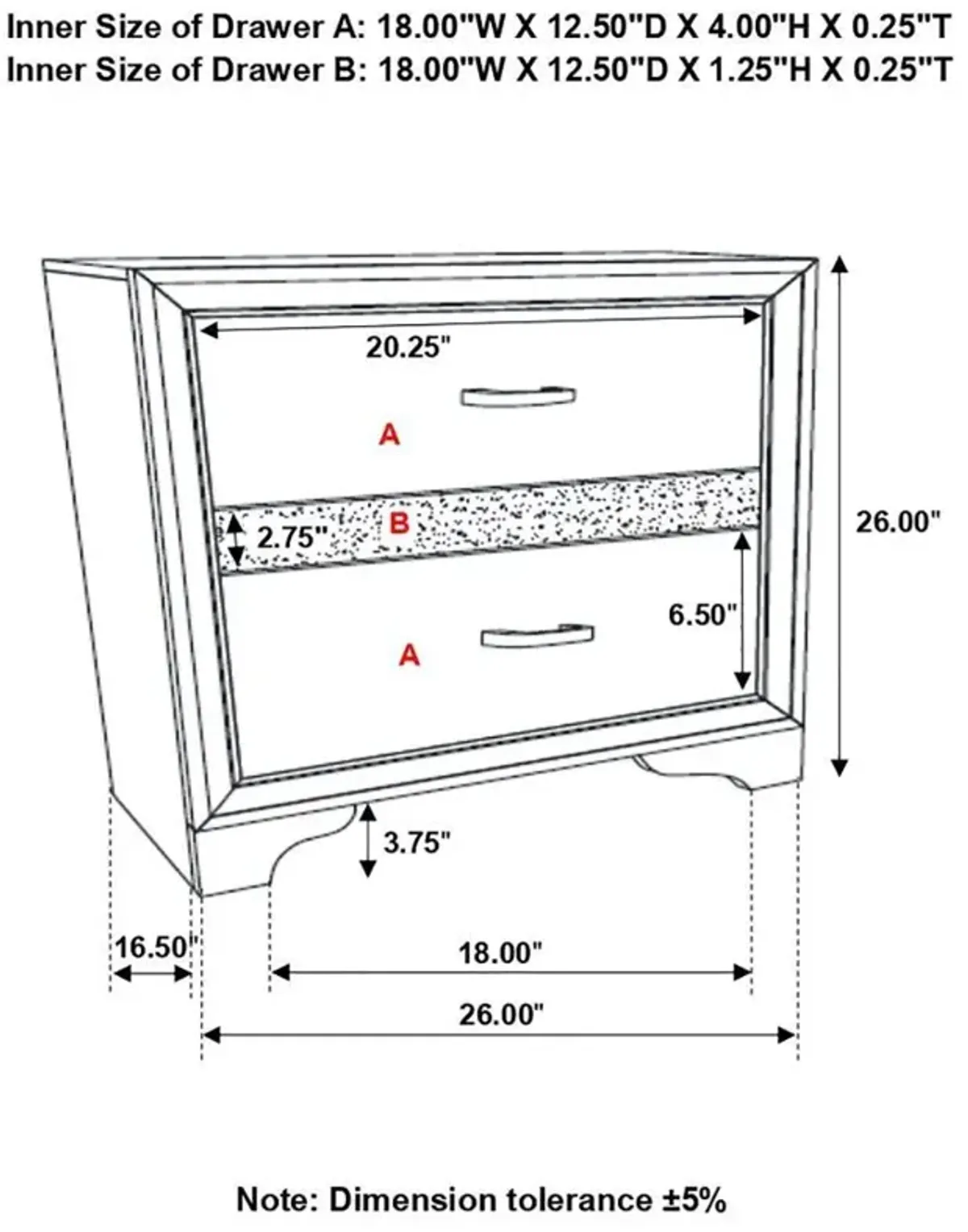 Miranda - 2-Drawer Nightstand