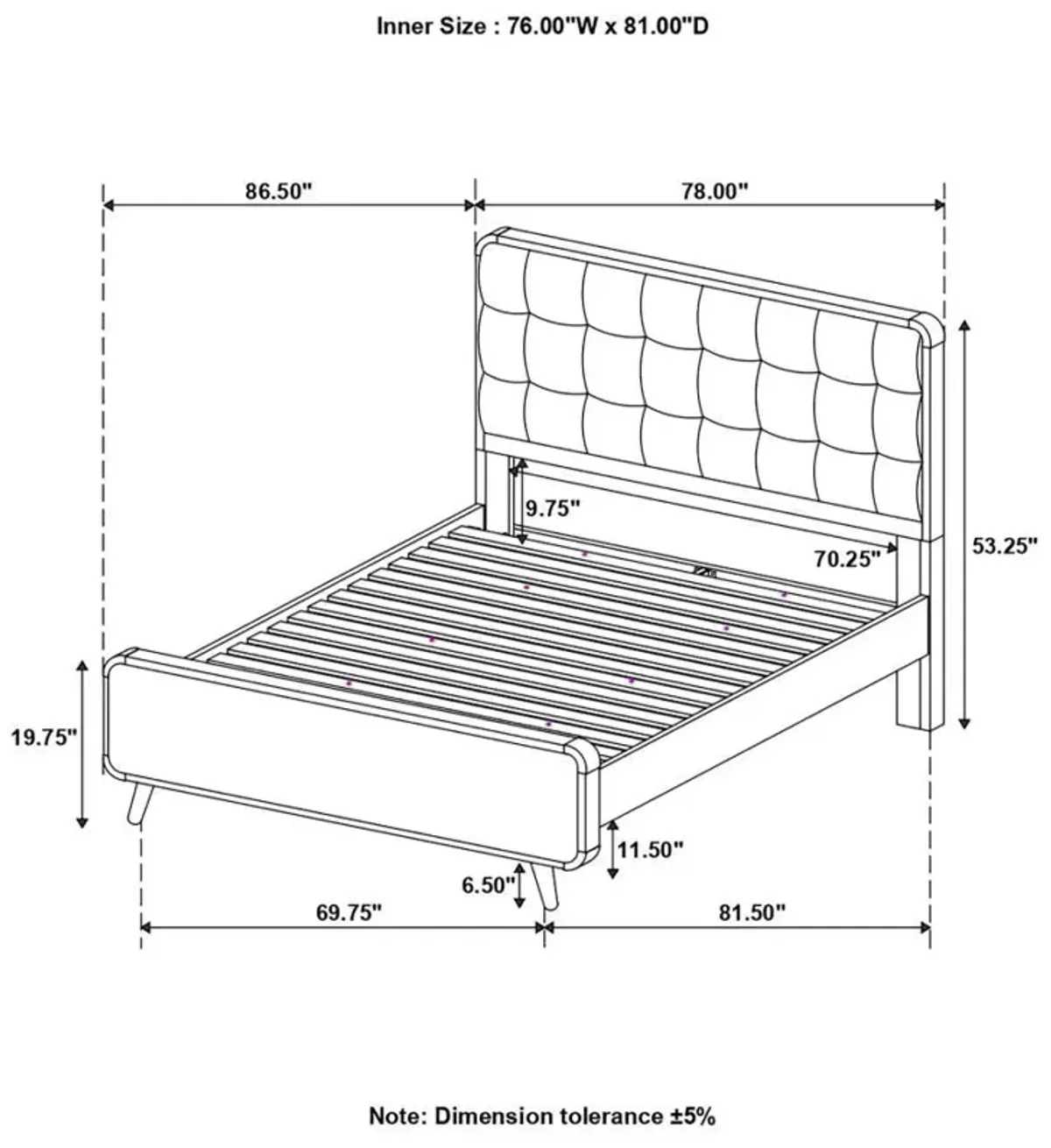 Robyn - Wood Panel Bed