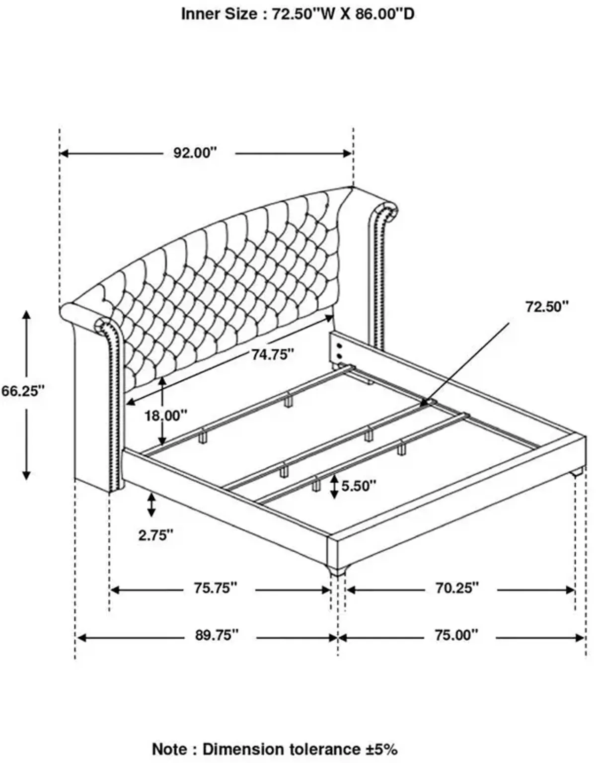 Melody - Upholstered Wingback Bed