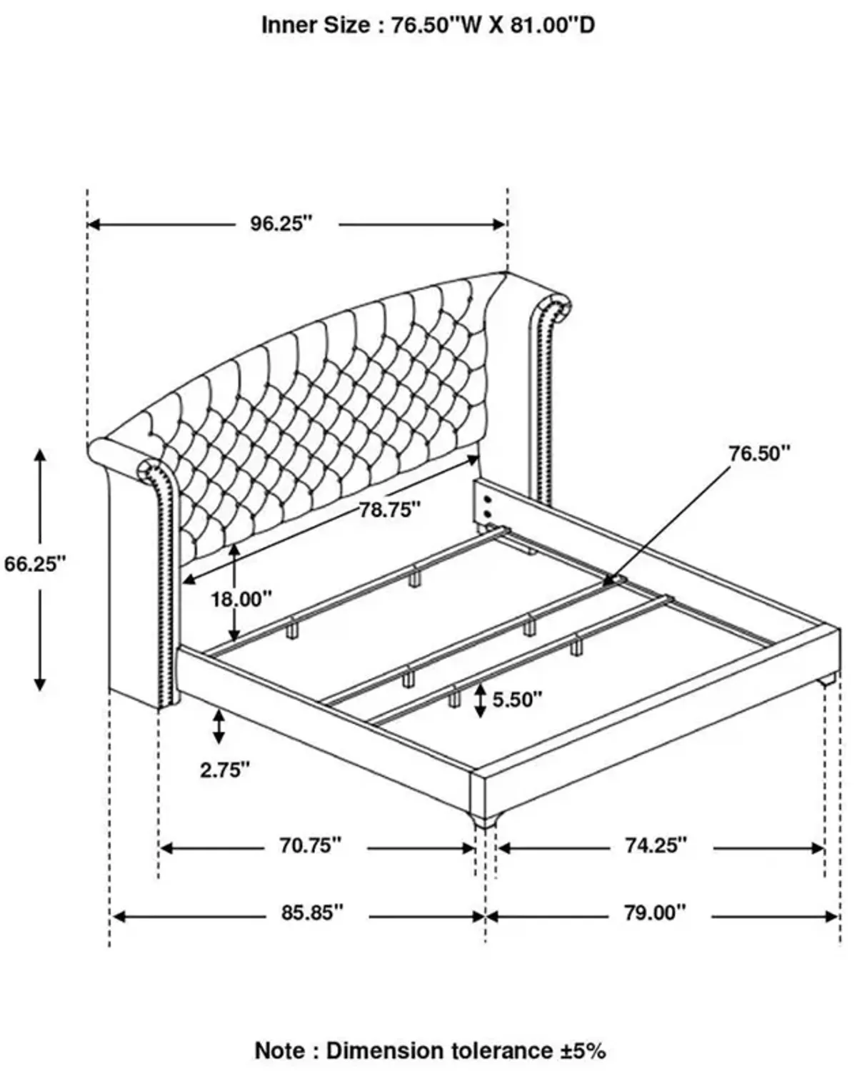 Melody - Upholstered Wingback Bed