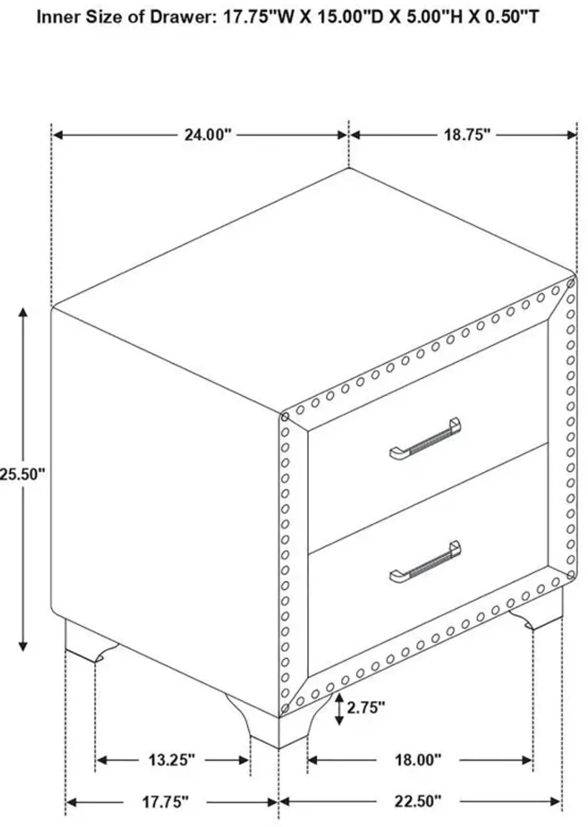 Melody - Upholstered 2-Drawer Nightstand