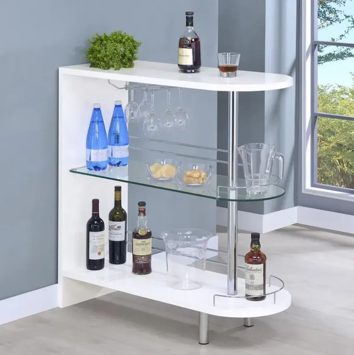 Adolfo - Rectangular 2-Tier Home Bar Table