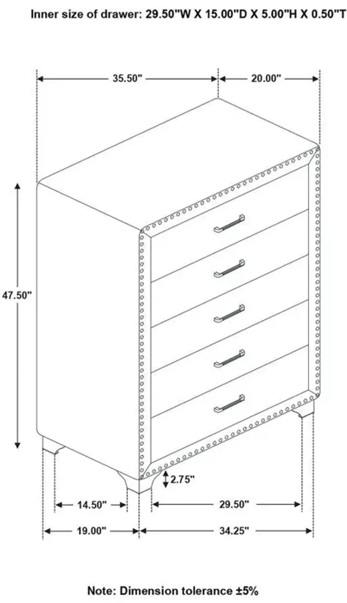 Melody - 5-Drawer Bedroom Chest