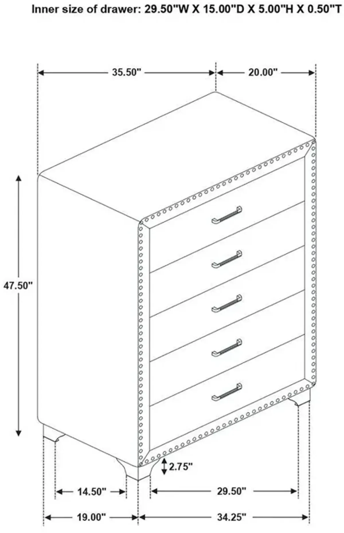 Melody - 5-Drawer Bedroom Chest