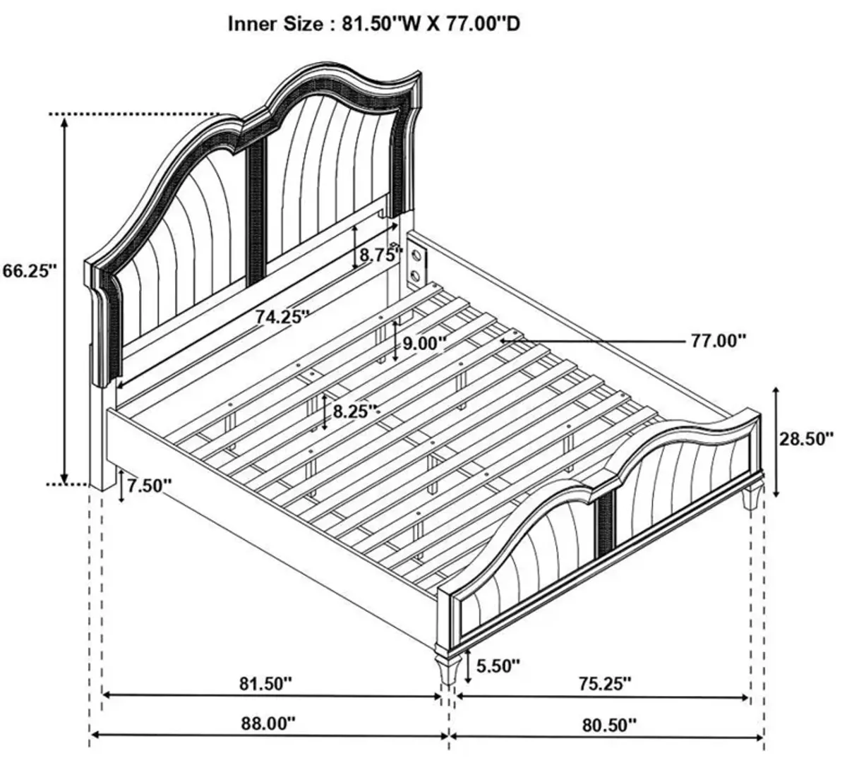 Evangeline - Wood LED Panel Bed