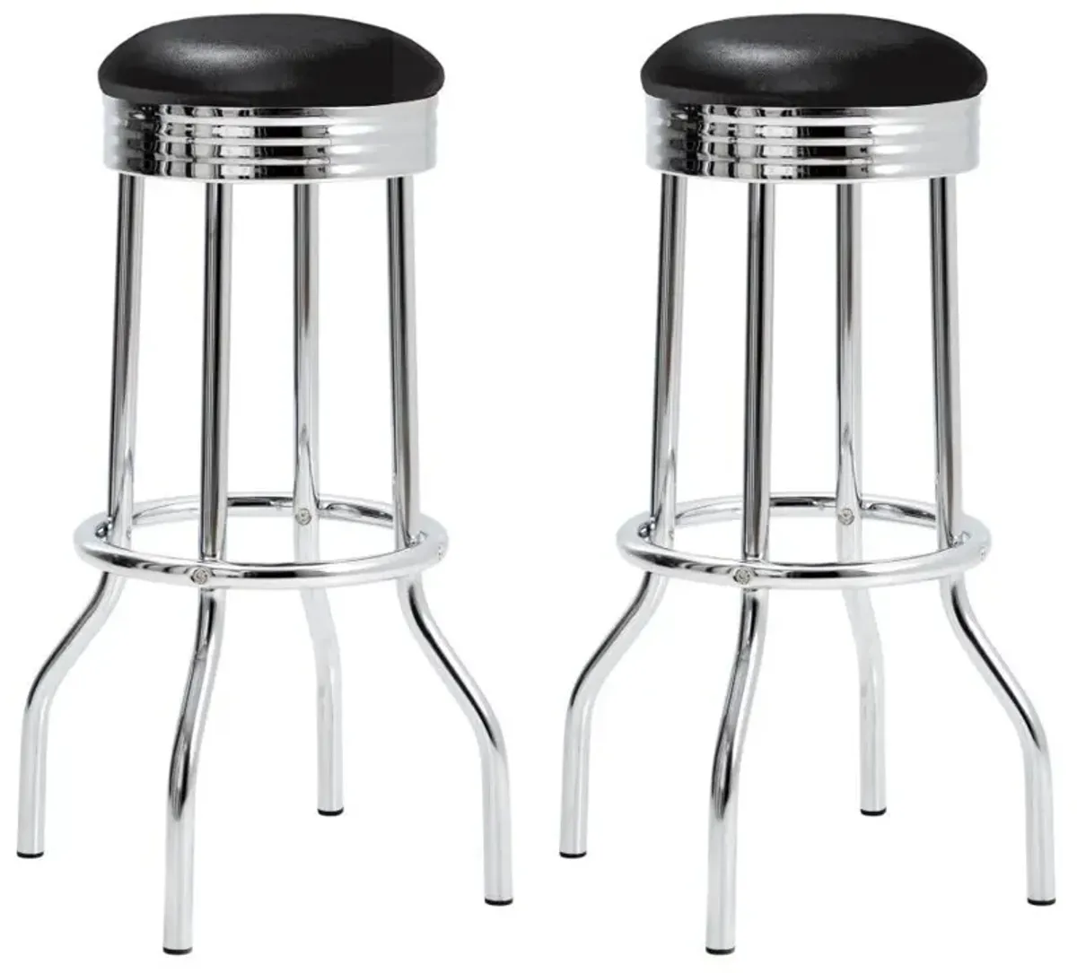 Retro - Upholstered Metal Swivel Bar Stool (Set of 2)