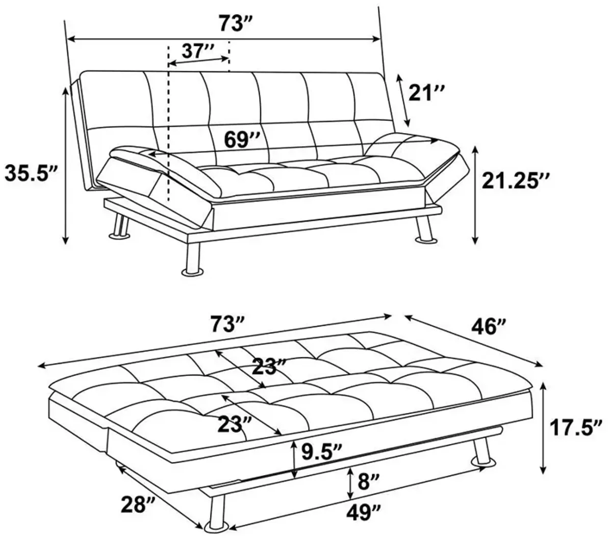 Dilleston - Upholstered Tufted Convertible Sofa Bed