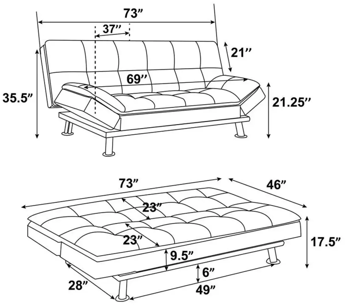 Dilleston - Upholstered Tufted Convertible Sofa Bed