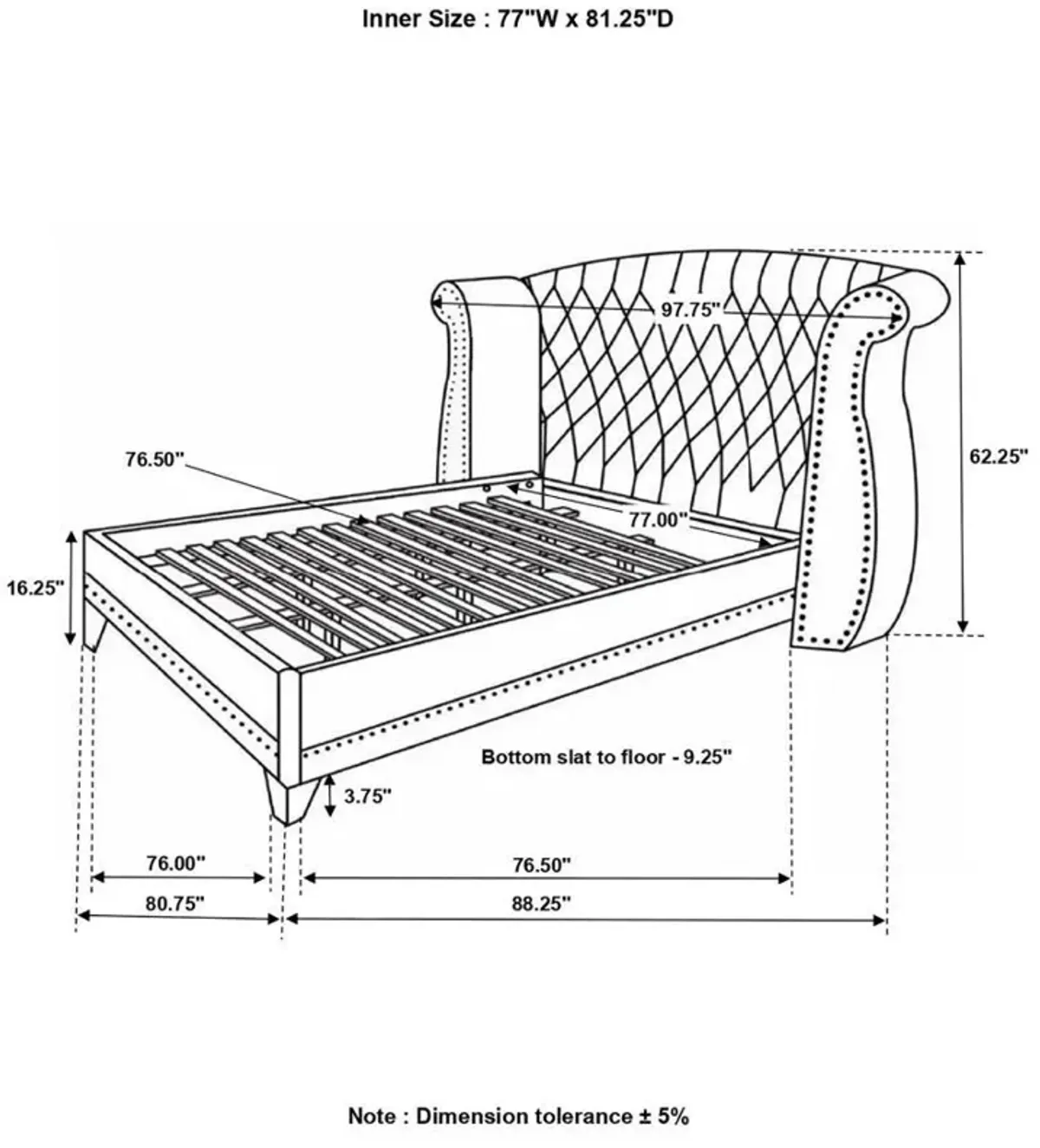 Barzini - Upholstered Wingback Bed