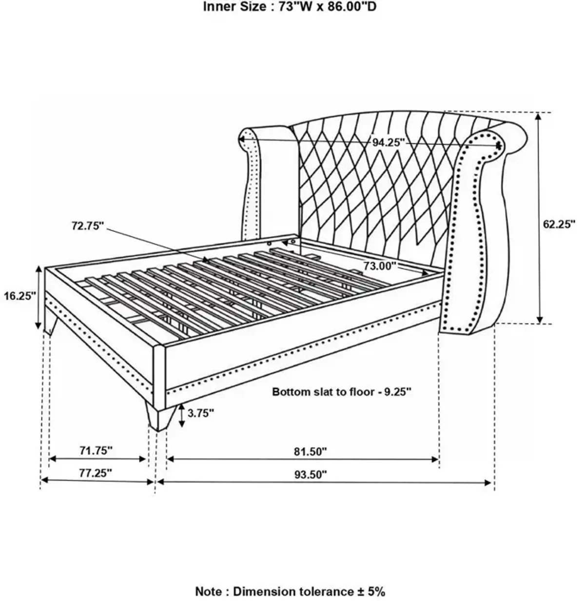 Barzini - Upholstered Wingback Bed