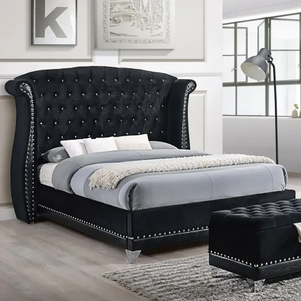 Barzini - Upholstered Wingback Bed