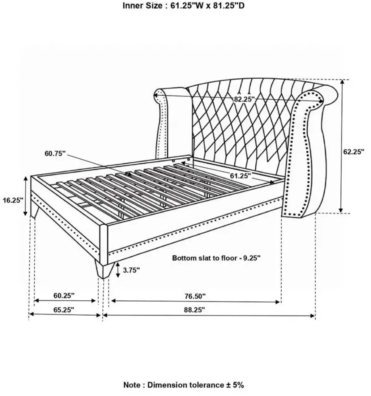 Barzini - Upholstered Wingback Bed