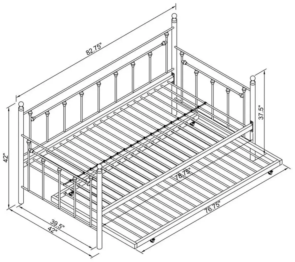 Nocus - Metal Daybed With Trundle