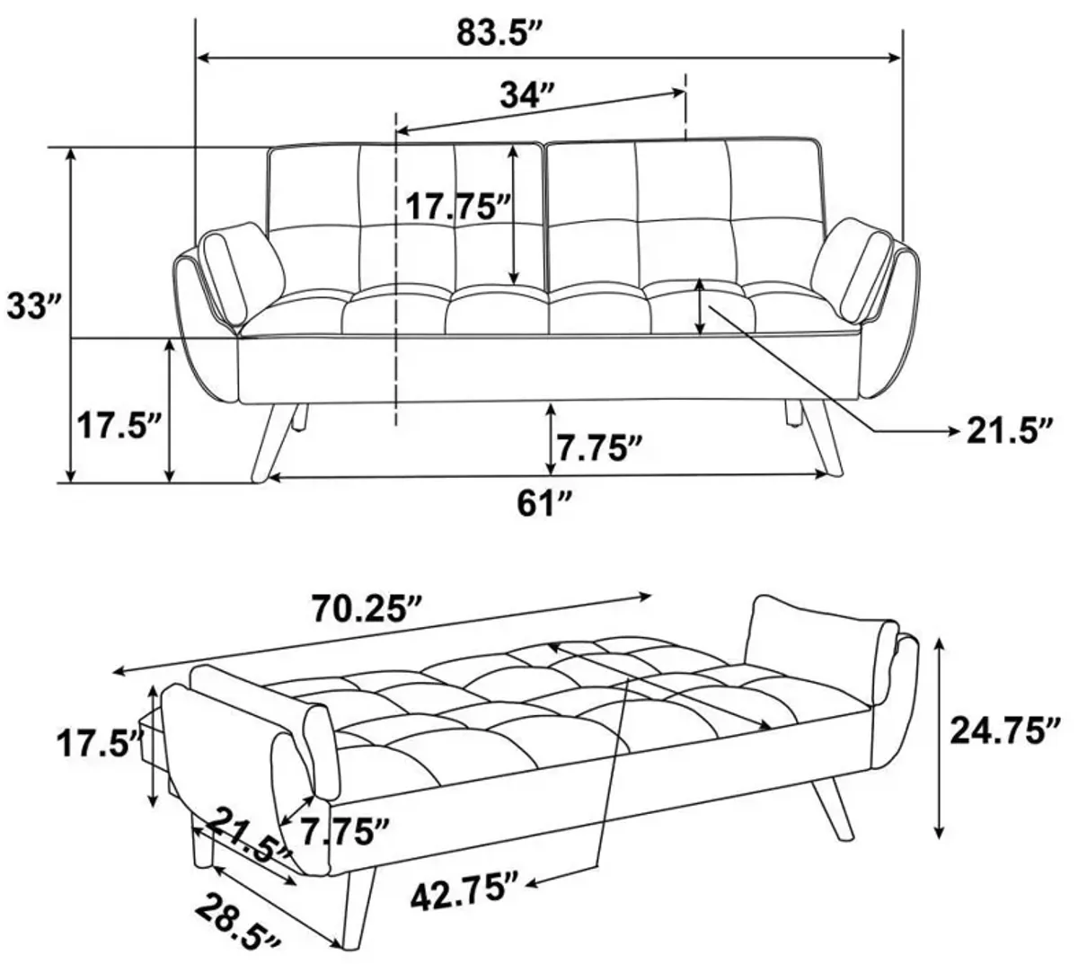 Caufield - Upholstered Convertible Sofa Bed