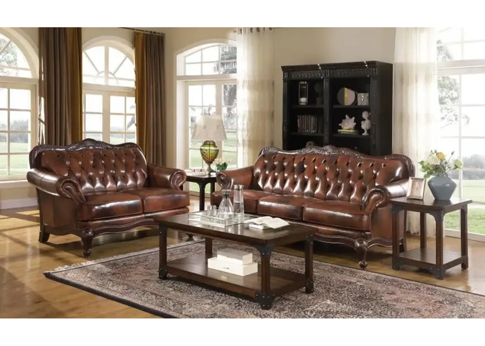 Victoria - Leather Upholstered Sofa Set