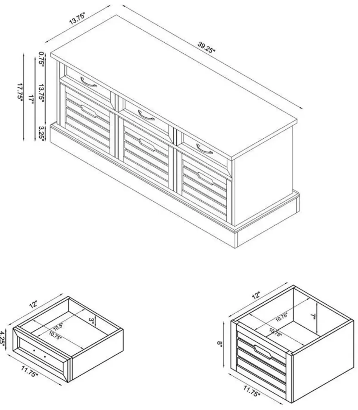 Alma - 3-Drawer Storage Bench