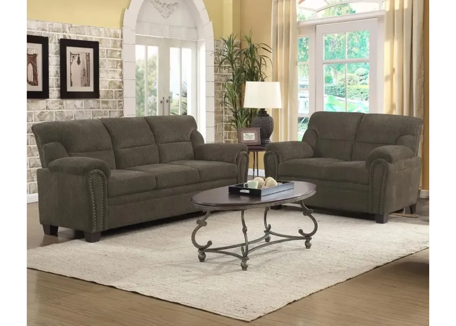 Clementine - Upholstered Padded Arm Sofa Set