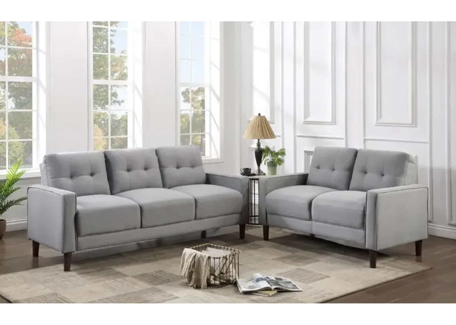 Bowen - Upholstered Track Arm Tufted Sofa Set