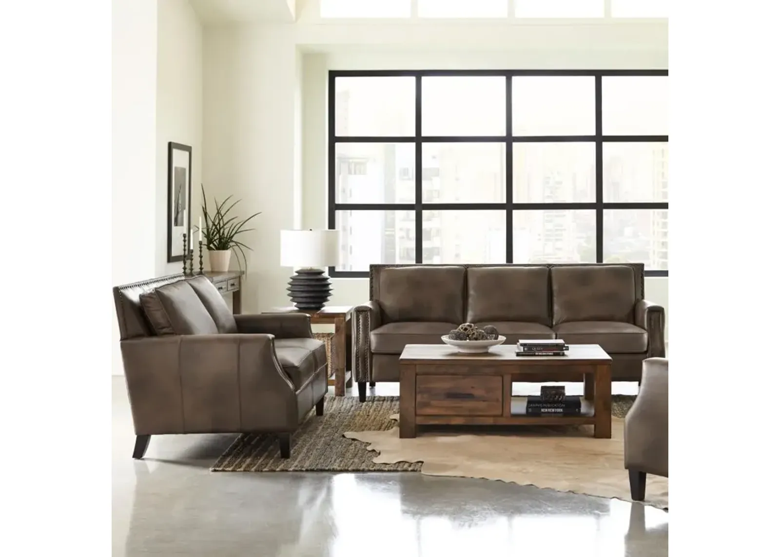 Leaton - Upholstered Recessed Arm Sofa Set