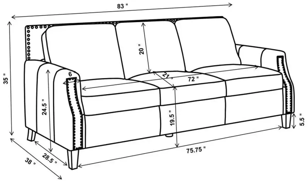 Leaton - Upholstered Recessed Arm Sofa Set