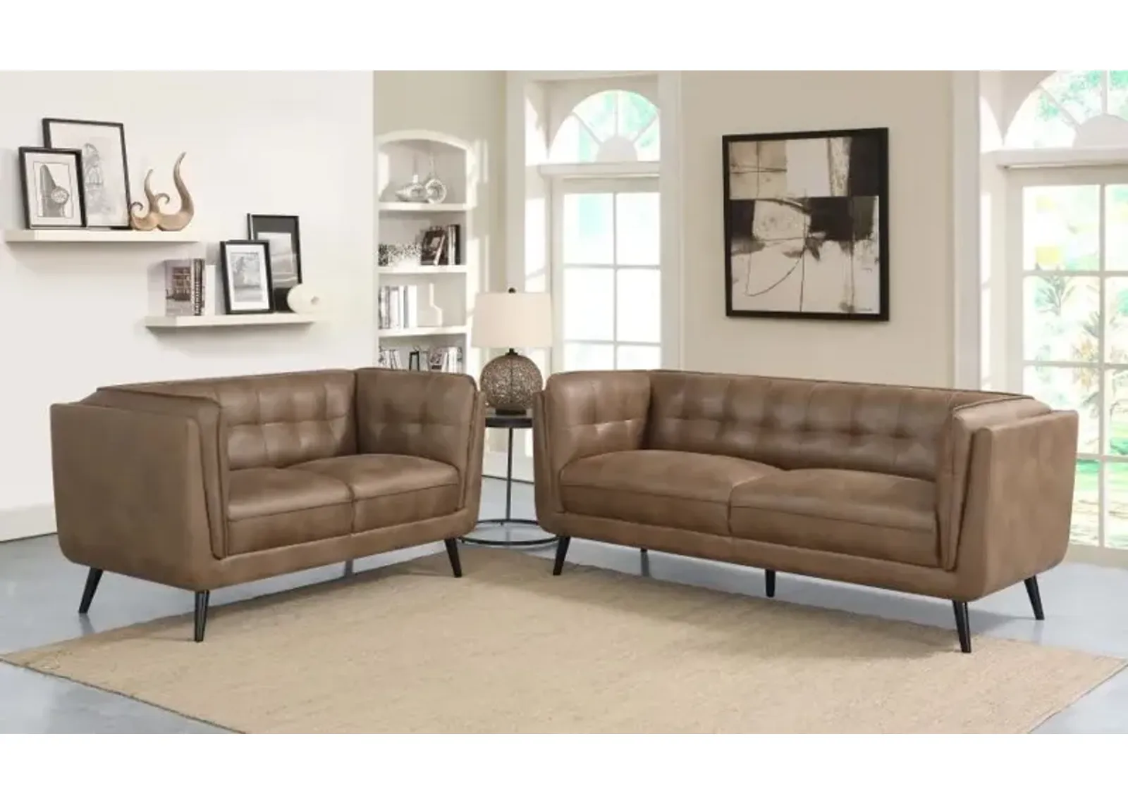 Thatcher - Upholstered Tuxedo Arm Sofa Set