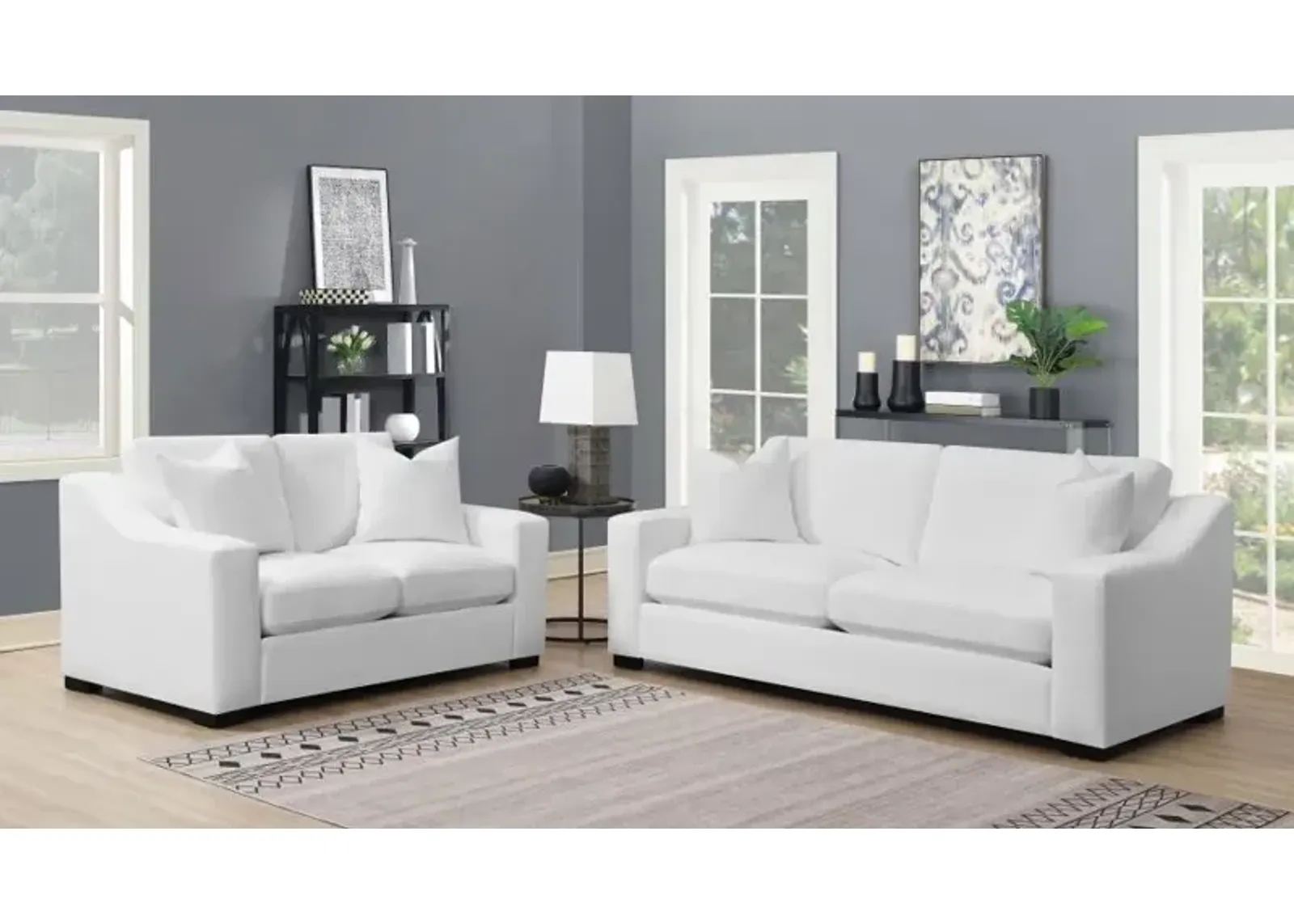 Ashlyn - Upholstered Sloped Arm Sofa Set