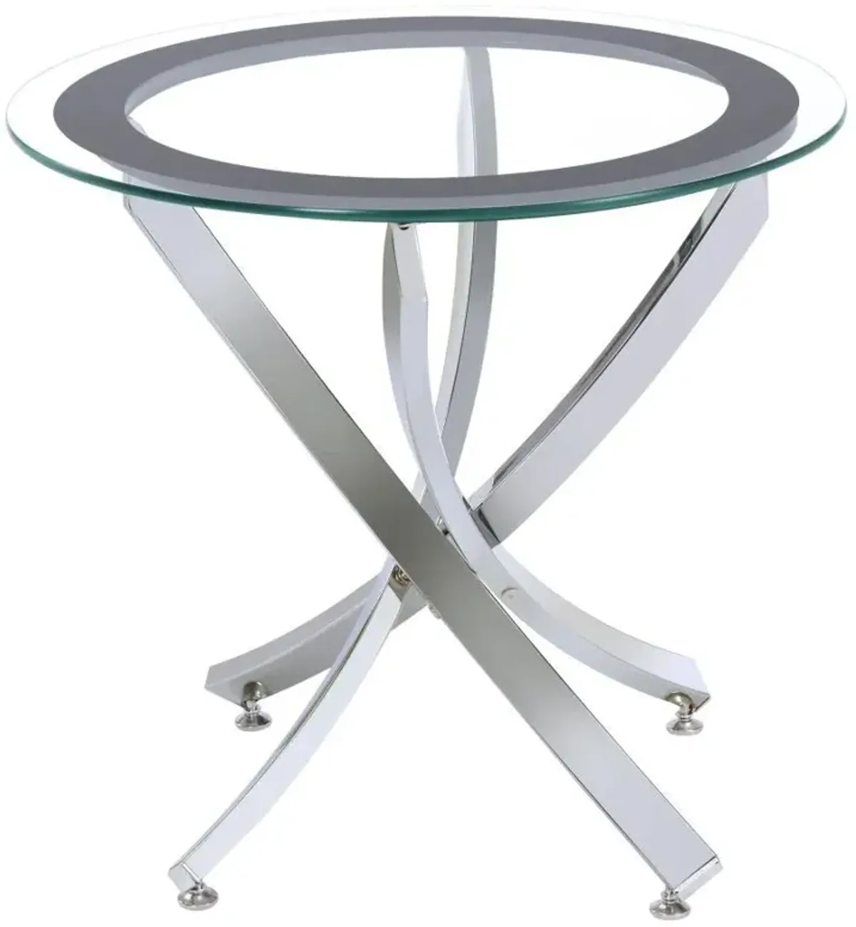 Brooke - Round Glass Top Side End Table Metal Base