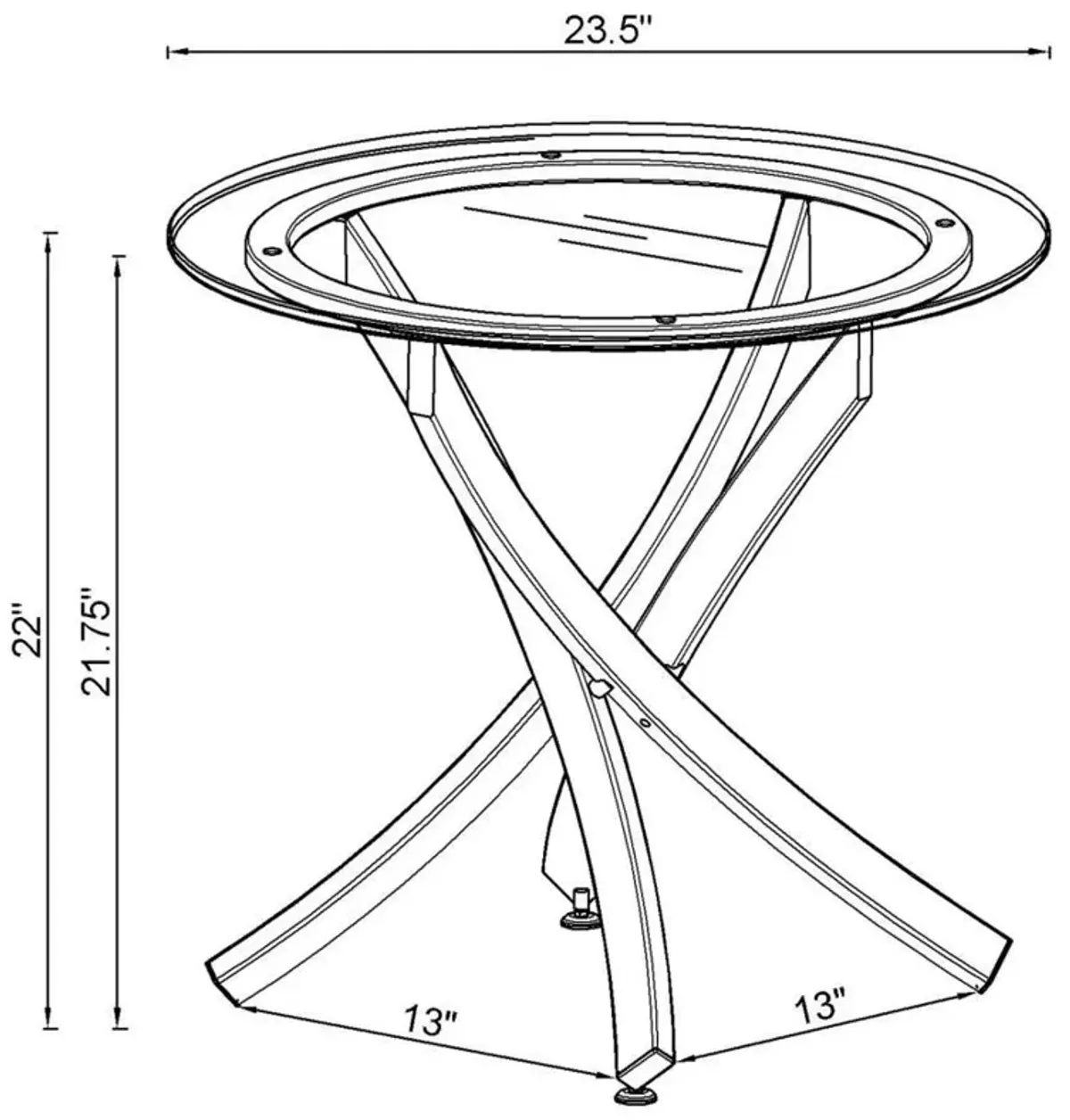 Brooke - Round Glass Top Side End Table Metal Base