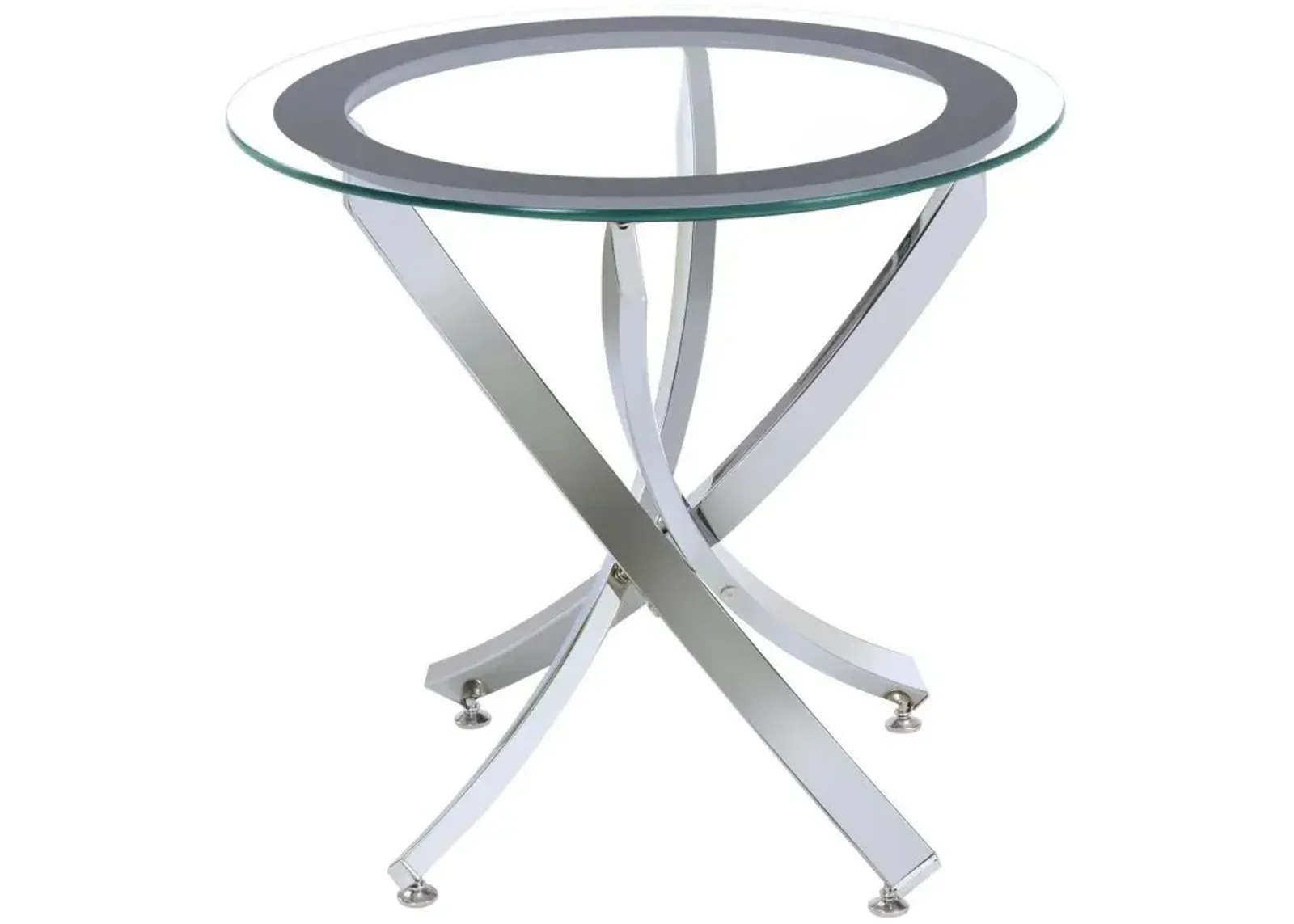 Brooke - Round Glass Top Side End Table Metal Base