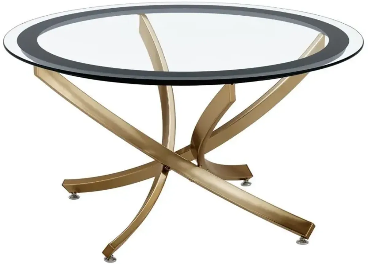 Brooke - Round Glass Top Coffee Table Metal Base