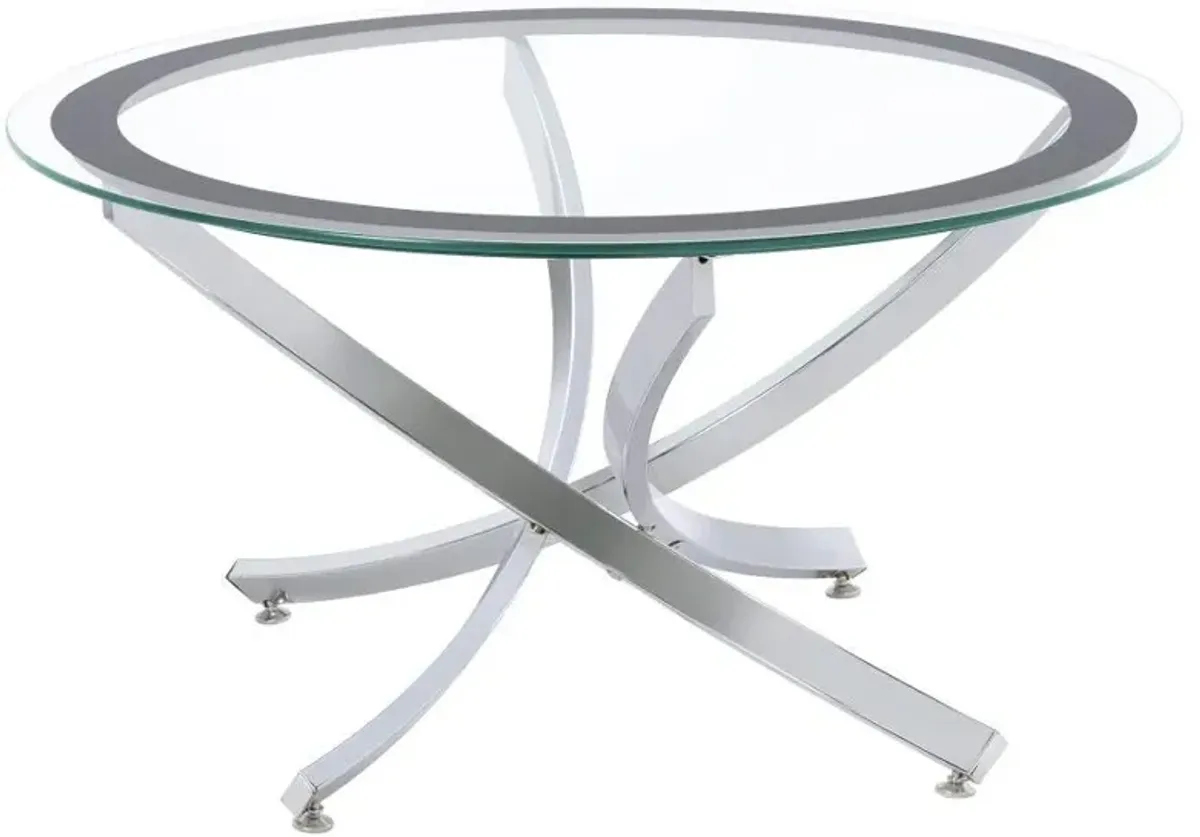 Brooke - Round Glass Top Coffee Table Metal Base