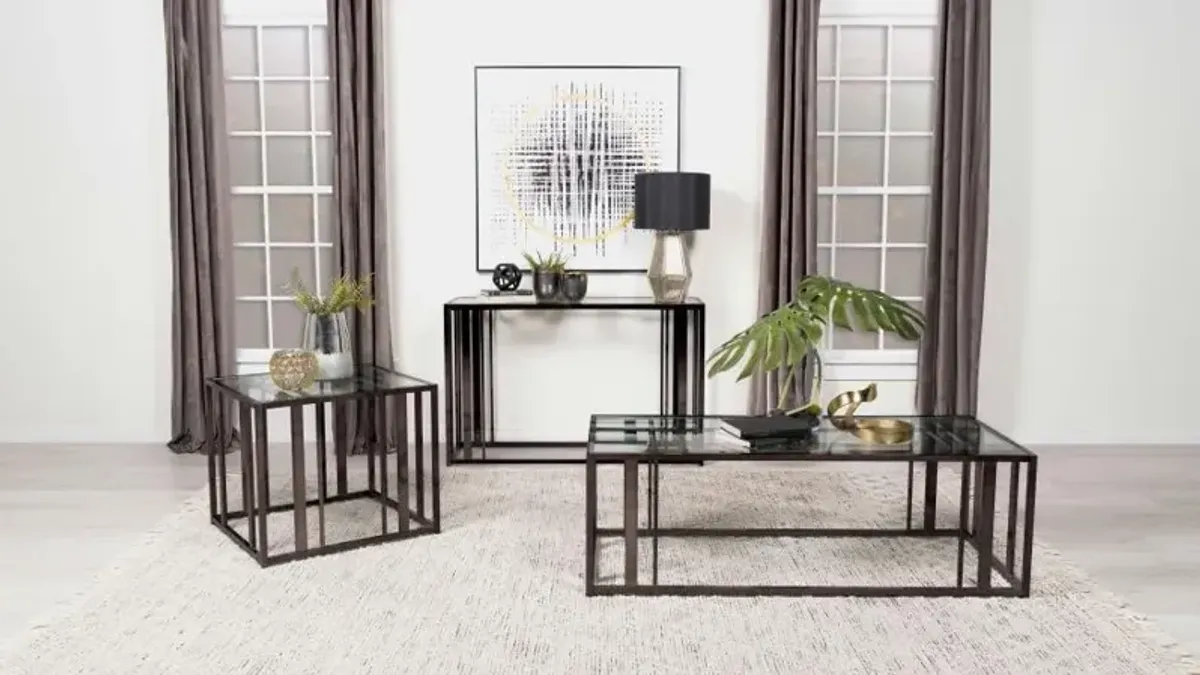 Adri - Rectangular Glass Top Side End Table