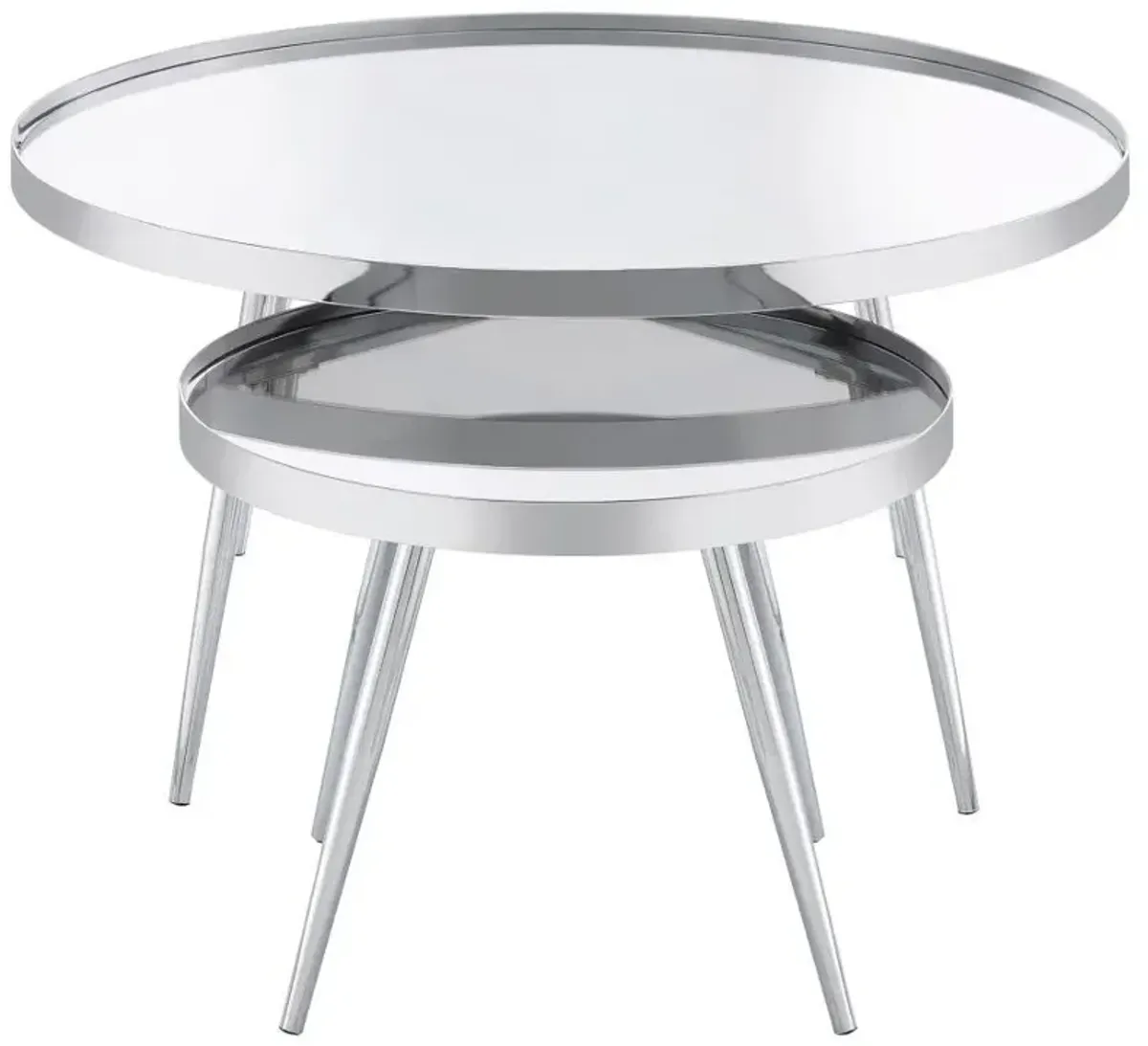 Kaelyn - 2 Piece Round Mirror Top Nesting Coffee Table